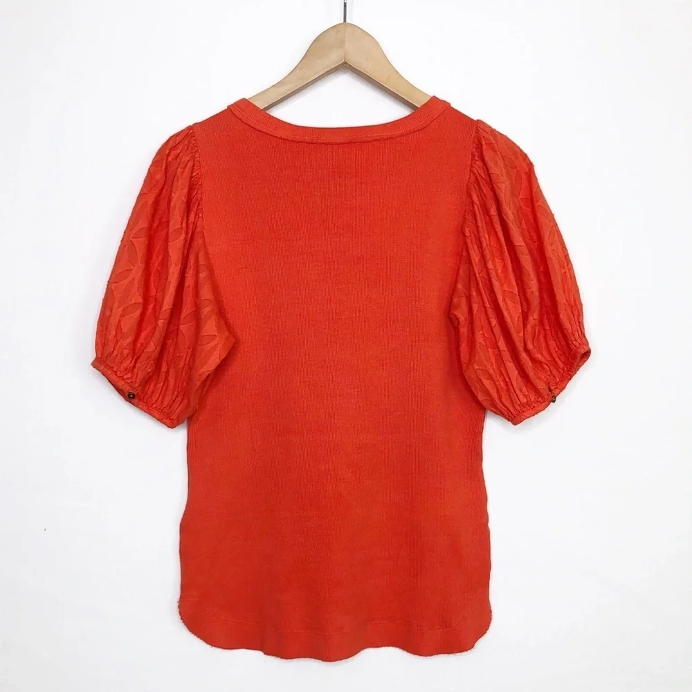 Anthropologie Pilcro Bella Henley Orange top - Picture 3 of 14